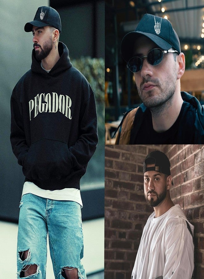 viofre Mens Hats Black Baseball Cap for Men Skull Snapback Hats for Men Fitted Fishing Snap Back Baseball Hat Mens Trucker Cap for Women Flat Bill Brim caps Gifts Hiphop Golf Accessories - Image 3